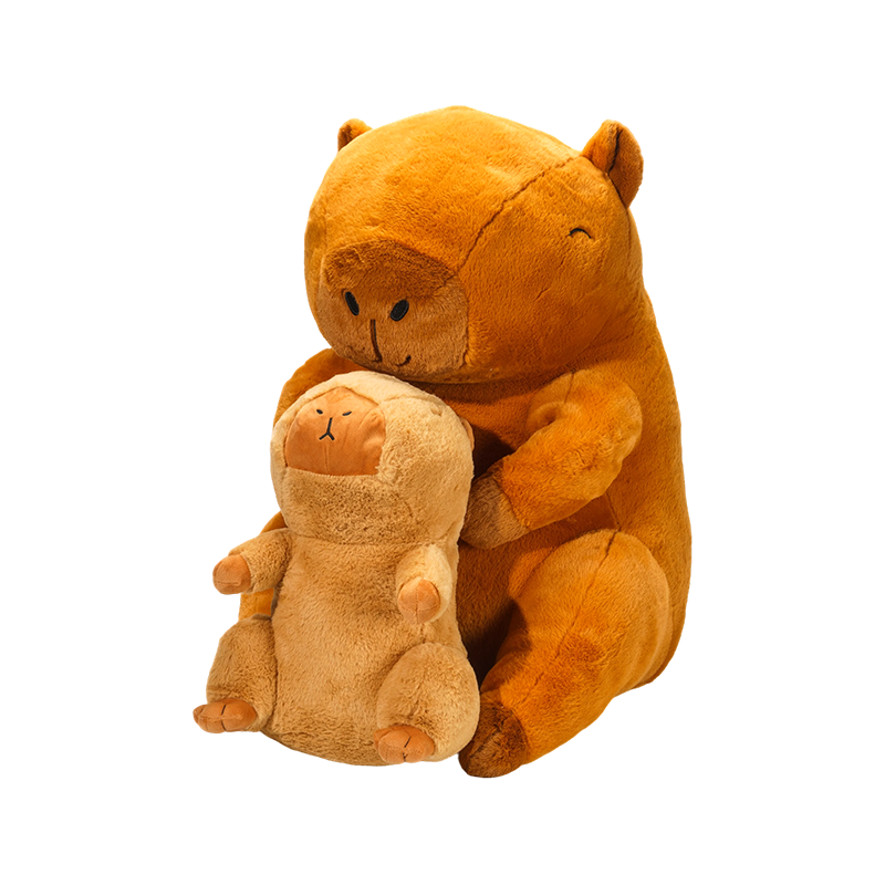 さまざまなサイズの愛らしいカピバラのぬいぐるみ