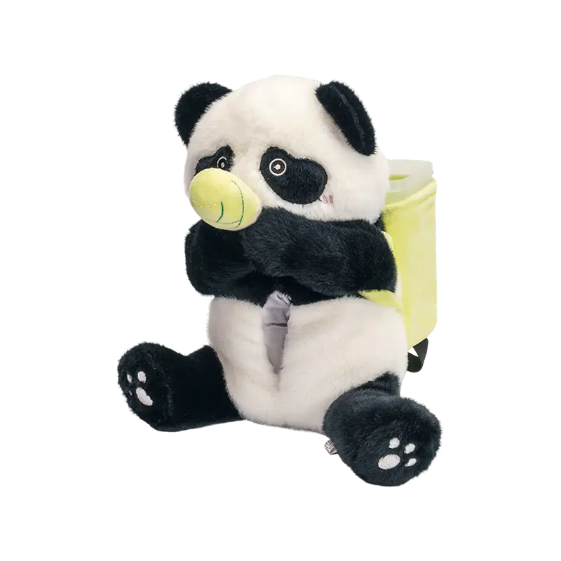 バスケットを持ったかわいい座っているパンダのぬいぐるみ バスケットを持ったかわいい座っているパンダのぬいぐるみ