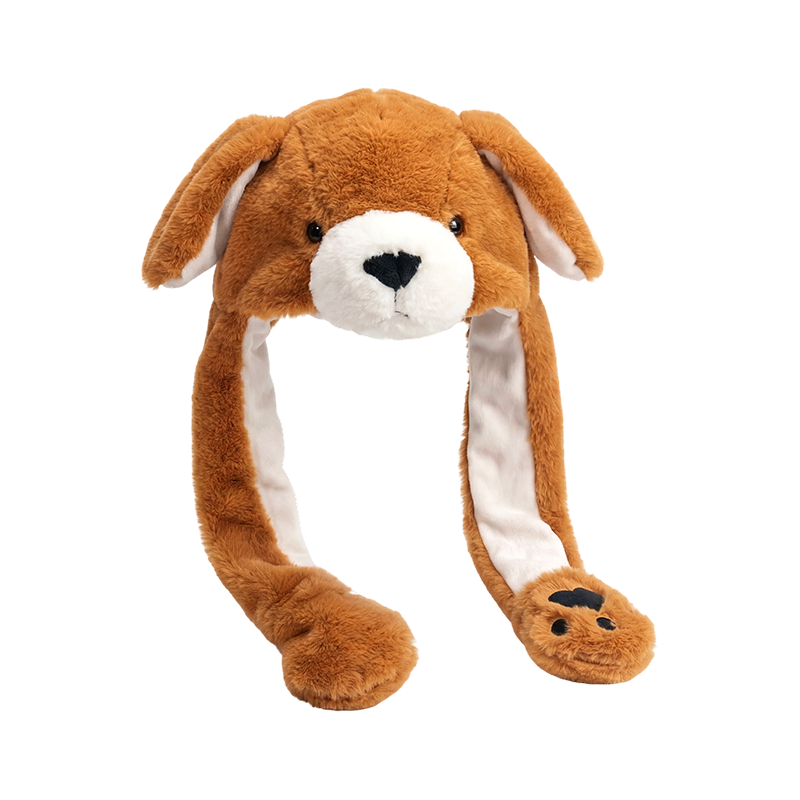 茶色の犬のぬいぐるみ帽子