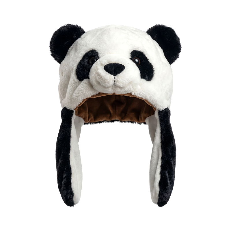 クラシックな白黒のパンダのぬいぐるみ帽子