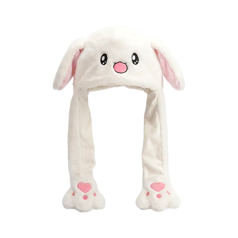 ピンクのウサギのぬいぐるみ帽子