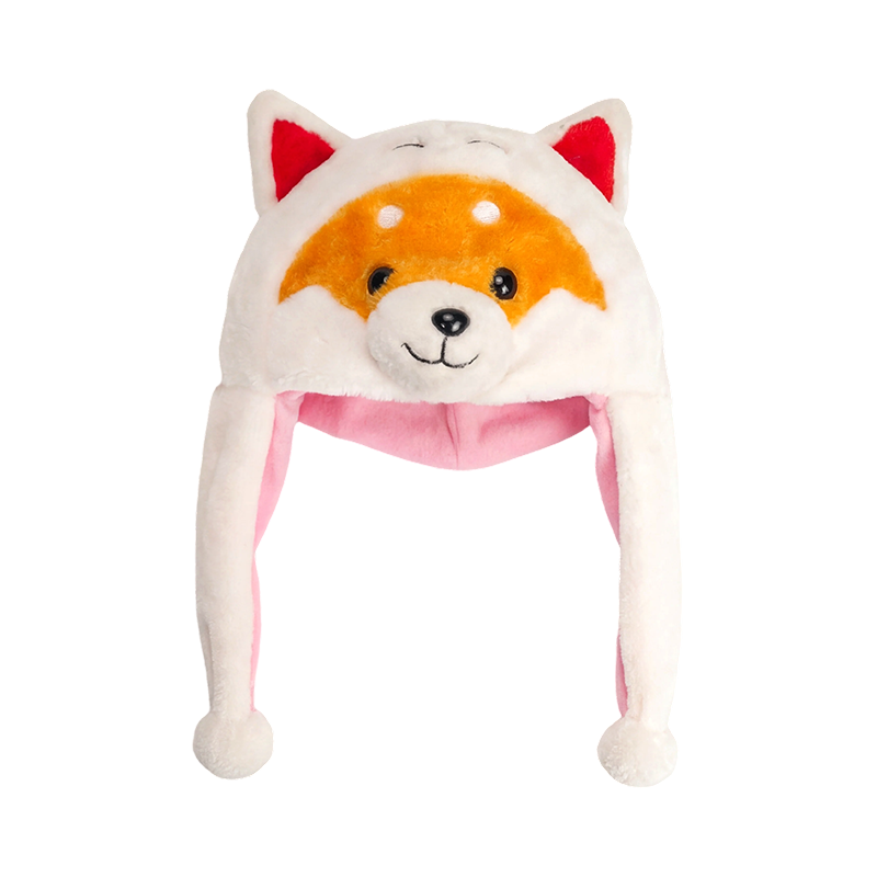 白い犬のぬいぐるみ帽子
